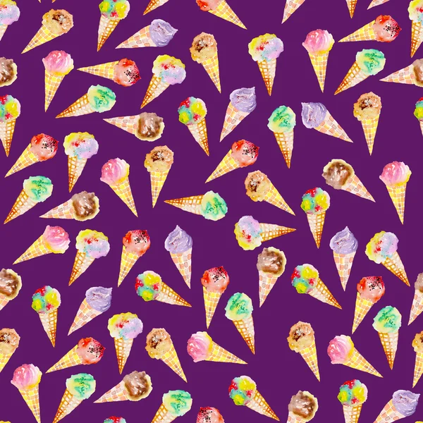 Ice cream pattern on a violet background — Stock Photo, Image