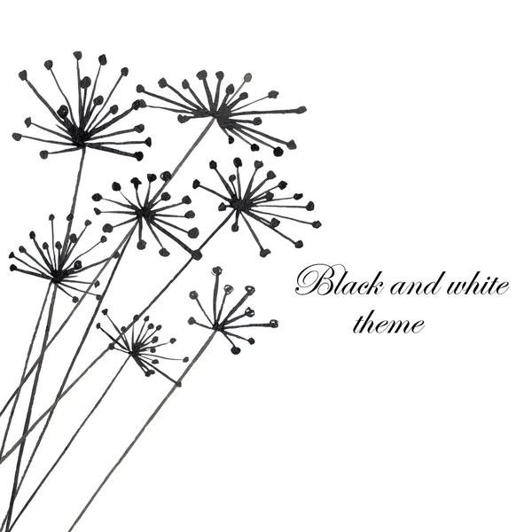 Illustration mit schwarzer Silhouette des Fenchels — Stockfoto