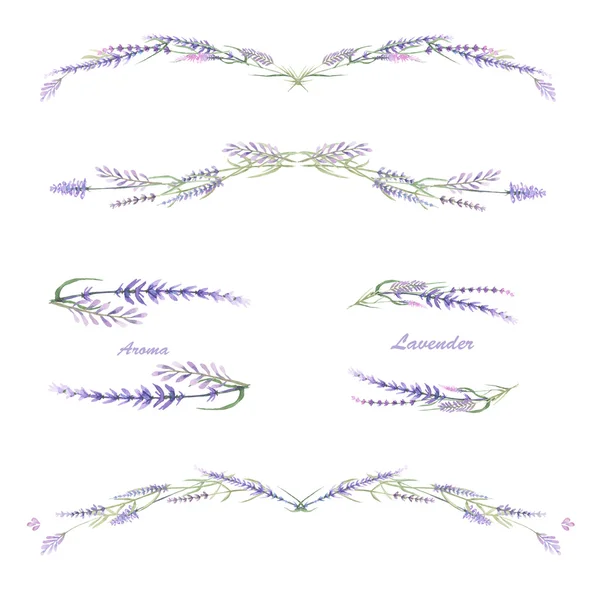 프레임 테두리, 수채화 라벤더 꽃 장식 장식 — 스톡 사진