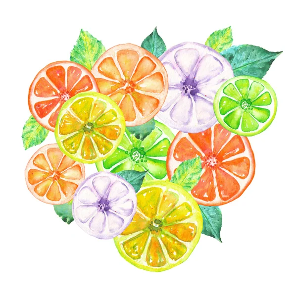 Ilustração com aquarela colorida frutas cristalizadas — Fotografia de Stock