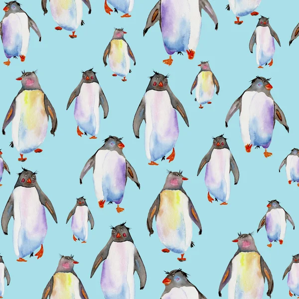 Muster mit Aquarell-Pinguinen — Stockfoto