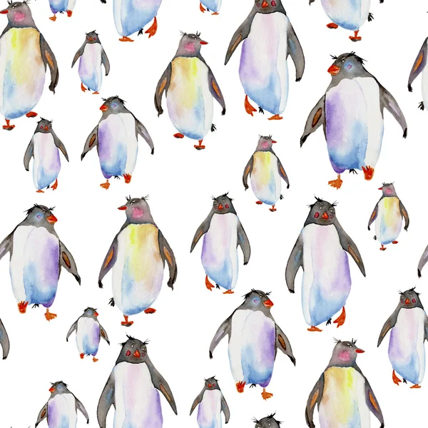 Mönster med akvarell pingviner — Stockfoto