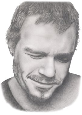 Portrait of famous actor Heath Ledger in grey pencil clipart