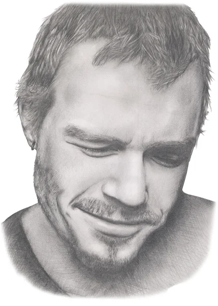 Portrait of famous actor Heath Ledger in grey pencil — Stock Photo, Image