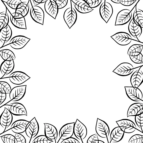Frame border, floral decorative ornament with black leaves and branches
