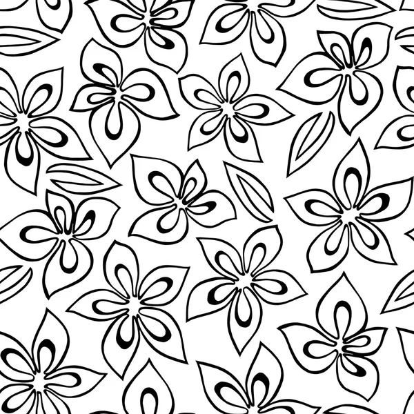Άνευ ραφής λουλουδάτο μοτίβο με μαύρο αφηρημένη λουλούδια — Φωτογραφία Αρχείου