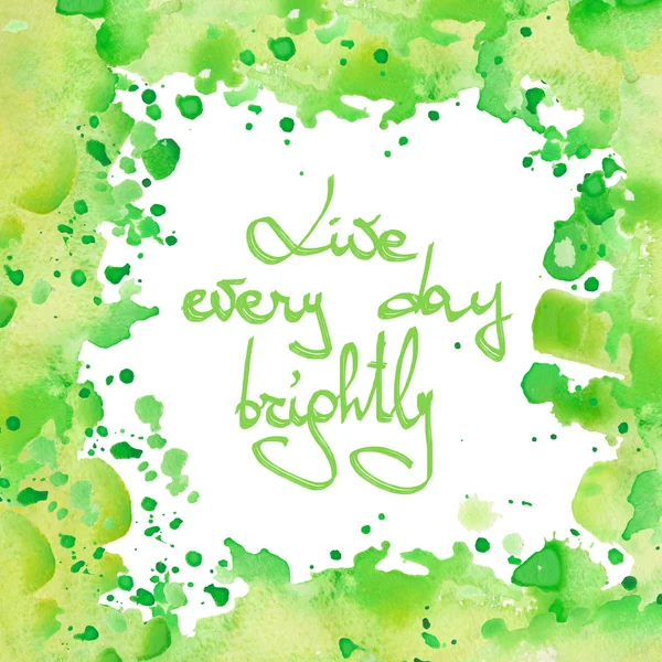 Рамка, акварельный орнамент с зелеными пятнами на белом фоне для поздравительной открытки, украшения открытки или приглашения — стоковое фото