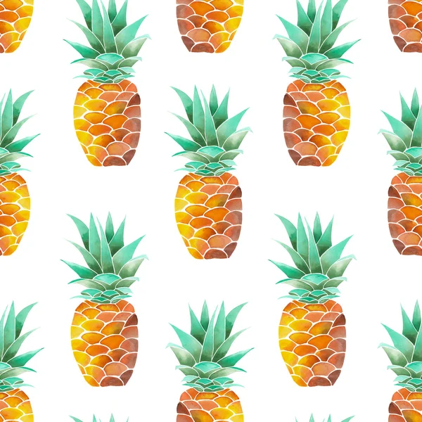 Ein Muster mit gelben Aquarell-Ananas — Stockfoto