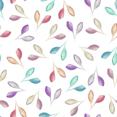 Farklı renkteki suluboya yaprakları ile seamless modeli