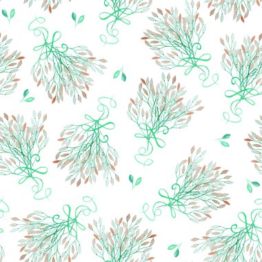 Aseamless pattern with the watercolor wedding bouquets of the tender pink flowers, wedding decoration
