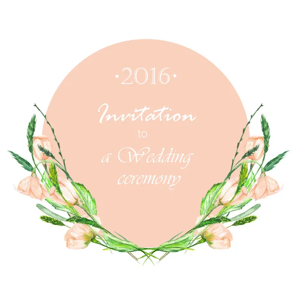 Ein dekorativer Ort (Banner) mit einer Verzierung des Aquarells Frühling rosa Blumen für einen Text, Hochzeitseinladung — Stockfoto