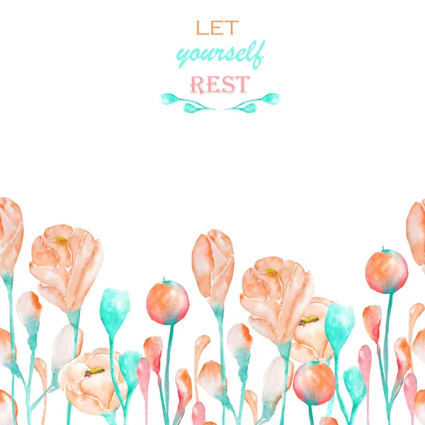 Ein dekorativer Ort (Banner) mit einer Verzierung des Aquarells Frühling rosa Blumen für einen Text, Hochzeitseinladung — Stockfoto