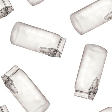 Cam Kavanoz ile seamless modeli. Bir suluboya çizilmiş boyalı.