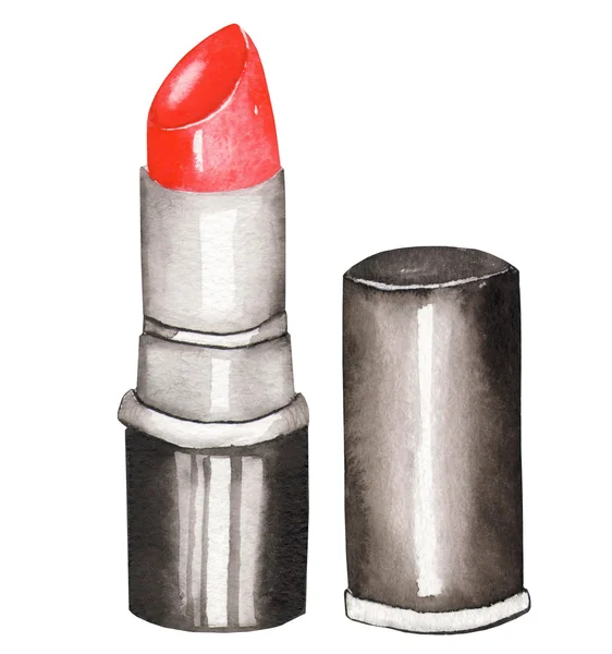 Una imagen (ilustración) con el lápiz labial rojo acuarela . —  Fotos de Stock