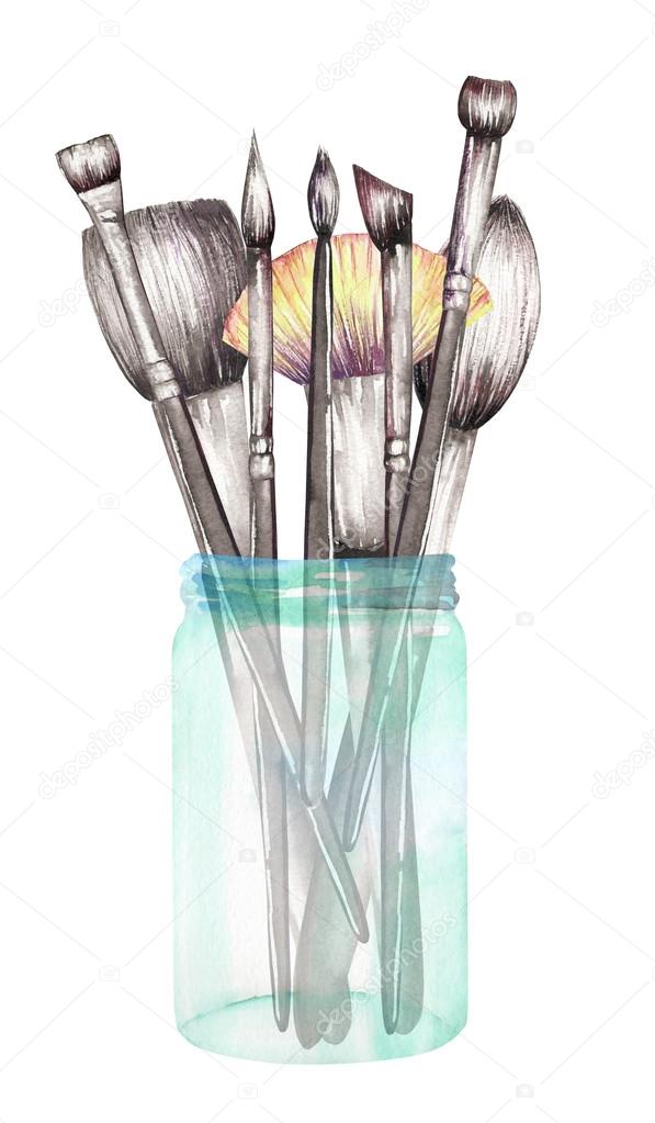 Brush Brocha Maquillaje Dibujo Una Imagen (ilustración) Con Los