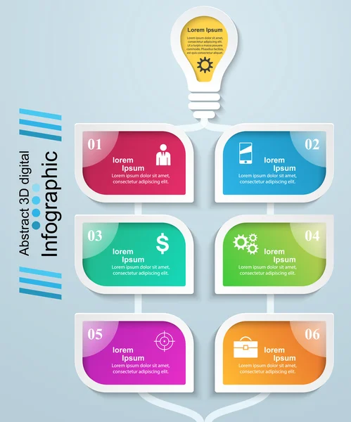 Infographic ontwerp op de grijze achtergrond. Het pictogram van de lamp. Lichte pictogram. — Stockvector