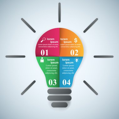 Abstract 3D digital illustration Infographic.Bulb icon. Light icon.