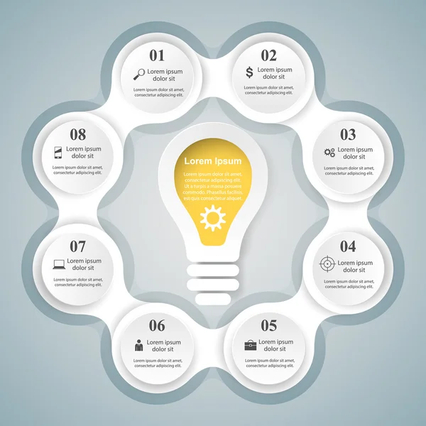 Abstracte 3d digitale afbeelding Infographic.Bulb pictogram. Lichte pictogram. — Stockvector