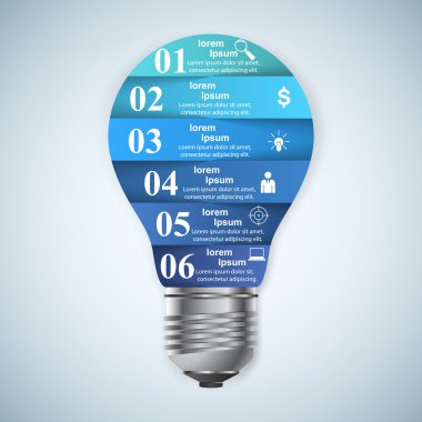 3D Dijital illüstrasyon Infographic soyut. Ampul simgesi. Işık simgesi.