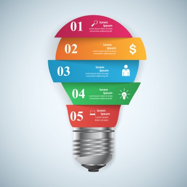 3D Dijital illüstrasyon Infographic soyut. Ampul simgesi. Işık simgesi.