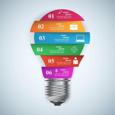 3D Dijital illüstrasyon Infographic soyut. Ampul simgesi. Işık simgesi.