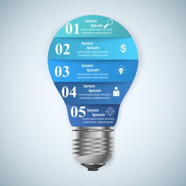 3D Dijital illüstrasyon Infographic soyut. Ampul simgesi. Işık simgesi.