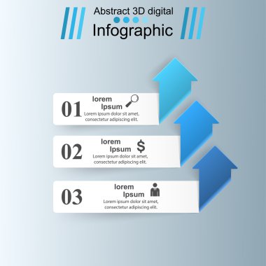 İş Infographics origami stil vektör çizim. 3 öğe listesi.