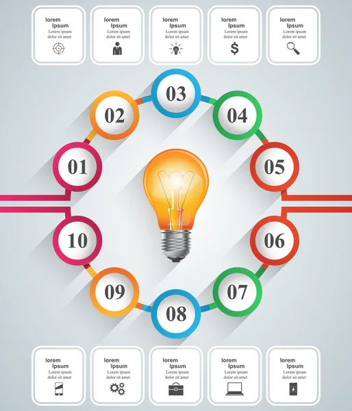 Abstract 3d digitale illustratie Infographic. Lamp pictogram. Lichte pictogram. — Stockvector