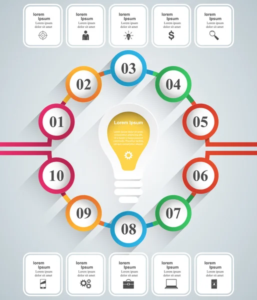 Abstract 3d digitale illustratie Infographic. Lamp pictogram. Lichte pictogram. — Stockvector