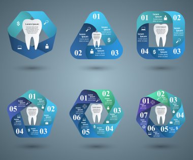 İş Infographics origami stil vektör çizim. Diş simgesi.