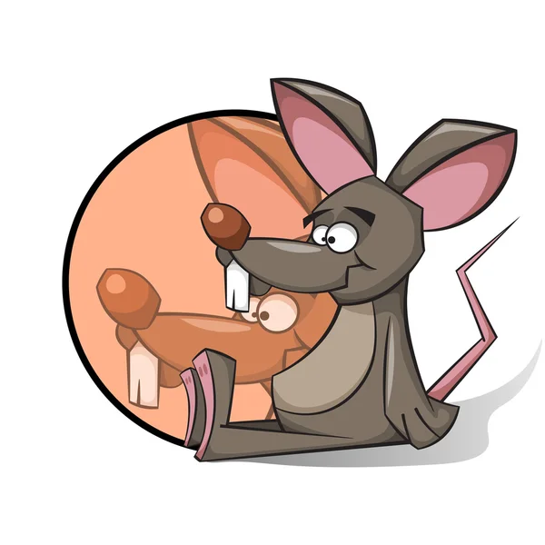 Rato giro. Ilustração engraçada do rato . — Vetor de Stock