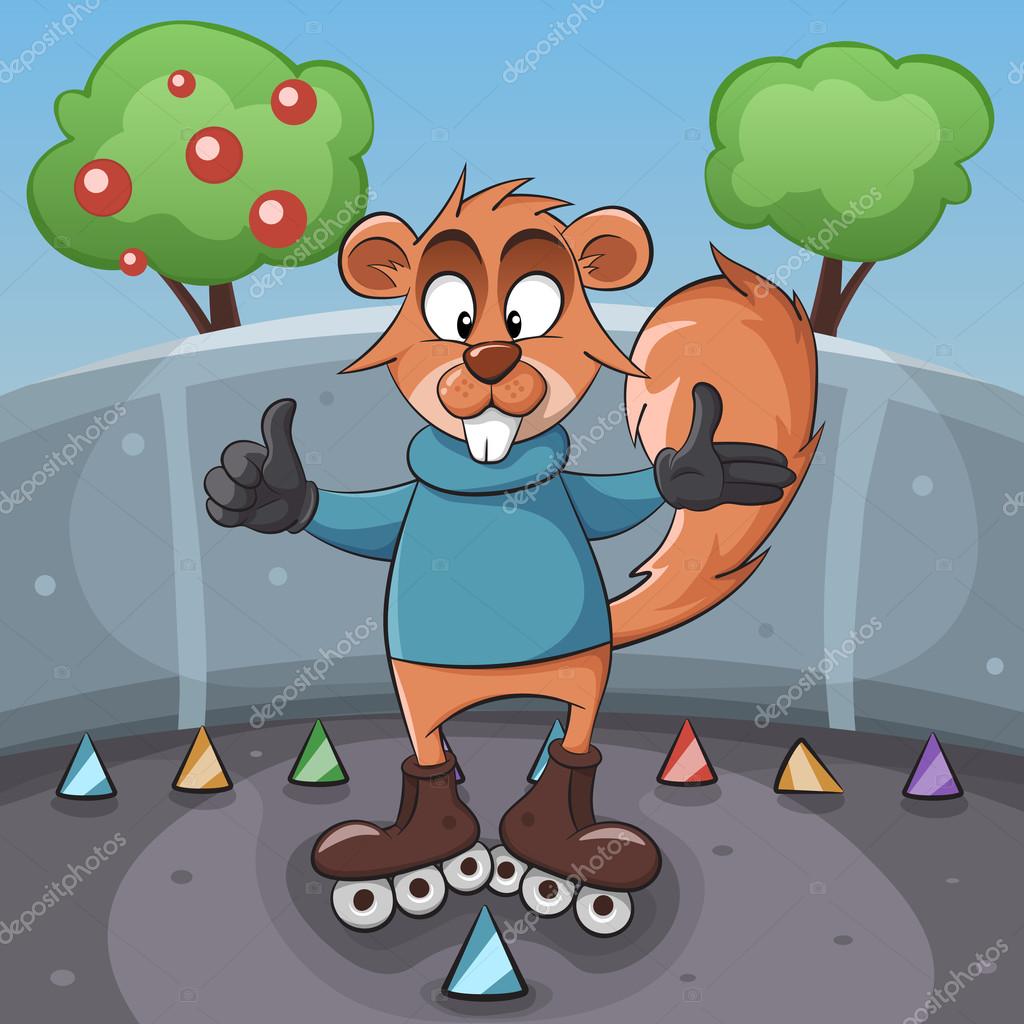 Funny squirrel rides a roller. Stock Vector Image by ©rwgusev 105697922