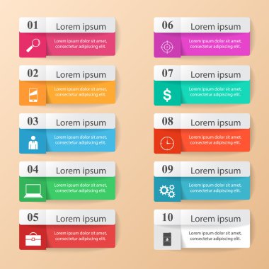 İş Infographics origami stil vektör çizim. 10 bileşen listesi.