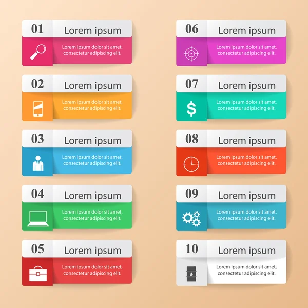 İş Infographics origami stil vektör çizim. 10 bileşen listesi.