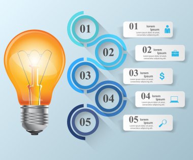 İş Infographics origami stil vektör çizim. Ampul simgesi.