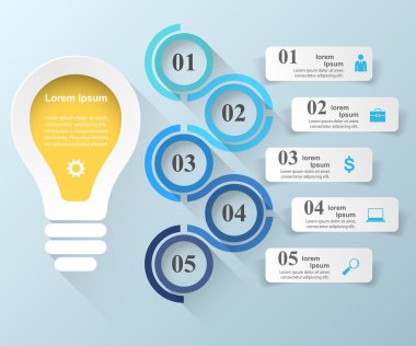 İş Infographics origami stil vektör çizim. Ampul simgesi.