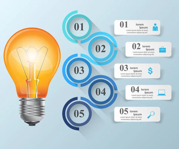 İş Infographics origami stil vektör çizim. Ampul simgesi.