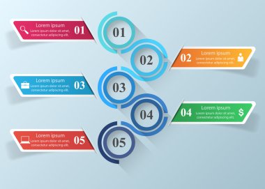 3B bilgi tasarım şablonu ve pazarlama simgeleri.