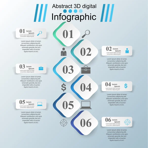 추상적인 3d 디지털 일러스트 레이 션 infographic. — 스톡 벡터