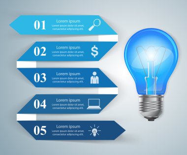 İş Infographics origami stil vektör çizim. Ampul ŞA