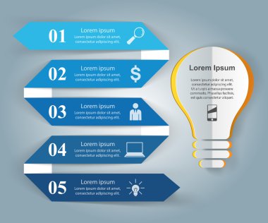 İş Infographics origami stil vektör çizim. Ampul simgesi.