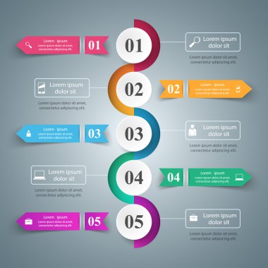 İş Infographics origami stil vektör çizim. Ampul simgesi.