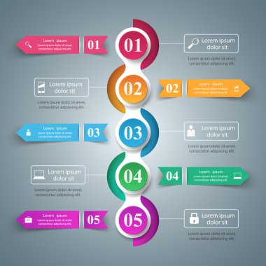 3B bilgi tasarım şablonu ve pazarlama simgeleri.