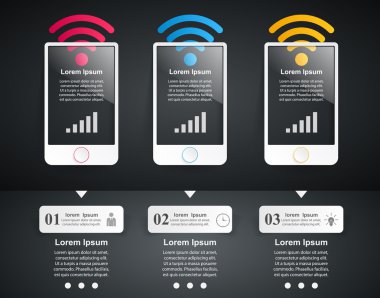 3D Infographic tasarım şablonu ve pazarlama Icons. Akıllı telefon simgesi.