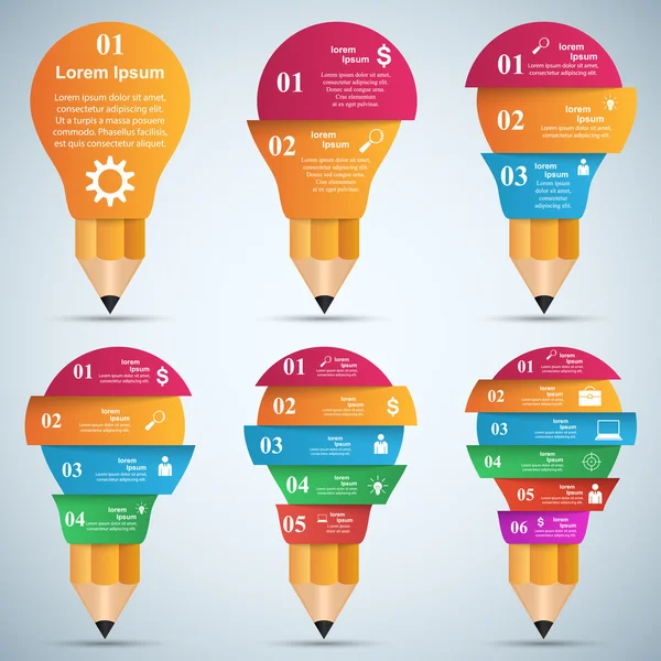 3D-Infographic. Lamp en potlood icoon. — Stockvector