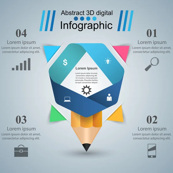 Business Infographics. Pencil icon. — Stock Vector