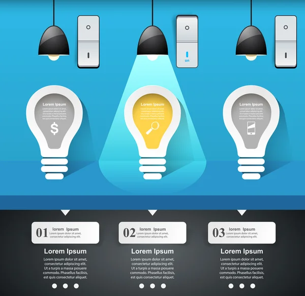 Infographic ontwerp. Lamp, lichte pictogram. — Stockvector