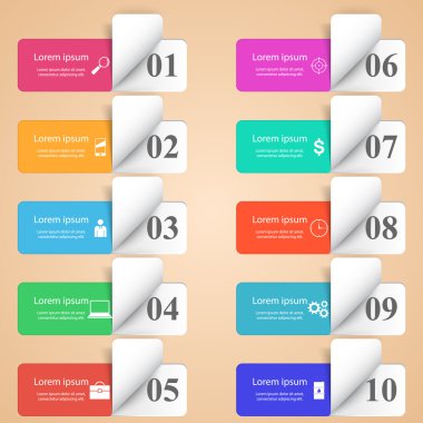 Infographic tasarım. 10 bileşen listesi.