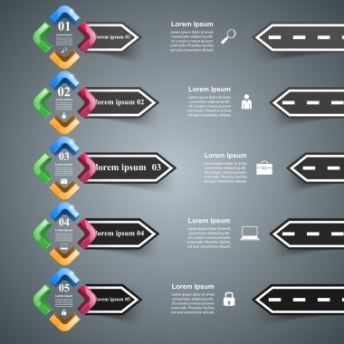 Yol Infographic tasarım şablonu ve pazarlama simgeler.