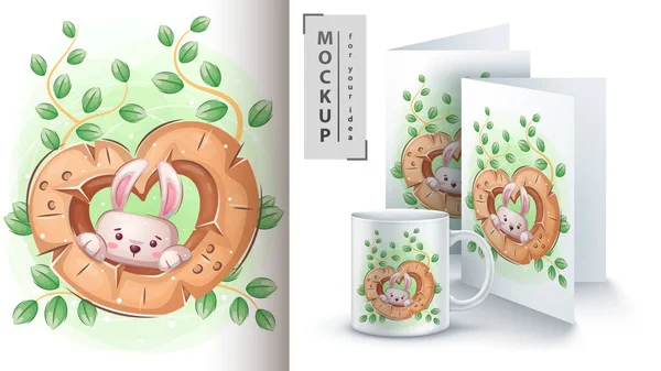 Illustrazione del coniglio - poster e merchandising. — Vettoriale Stock